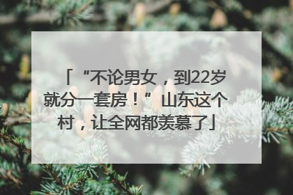 “不论男女，到22岁就分一套房！”山东这个村，让全网都羡慕了