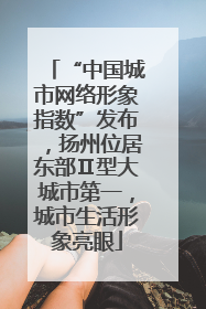 “中国城市网络形象指数”发布，扬州位居东部Ⅱ型大城市第一，城市生活形象亮眼