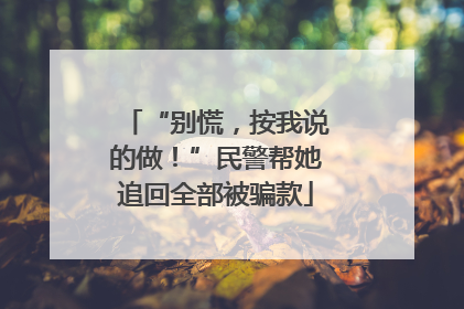 “别慌，按我说的做！”民警帮她追回全部被骗款