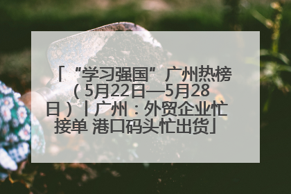 “学习强国”广州热榜（5月22日—5月28日）丨广州：外贸企业忙接单 港口码头忙出货