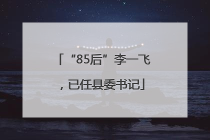 “85后”李一飞，已任县委书记