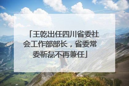 王乾出任四川省委社会工作部部长，省委常委靳磊不再兼任
