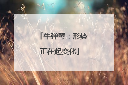 牛弹琴：形势正在起变化
