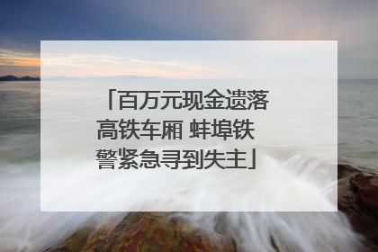 百万元现金遗落高铁车厢 蚌埠铁警紧急寻到失主