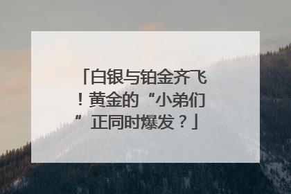 白银与铂金齐飞！黄金的“小弟们”正同时爆发？