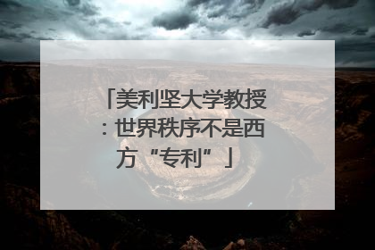 美利坚大学教授：世界秩序不是西方“专利”