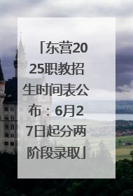 东营2025职教招生时间表公布：6月27日起分两阶段录取