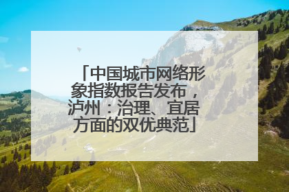 中国城市网络形象指数报告发布，泸州：治理、宜居方面的双优典范