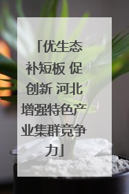 优生态 补短板 促创新 河北增强特色产业集群竞争力