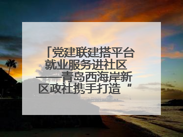 党建联建搭平台 就业服务进社区——青岛西海岸新区政社携手打造“零工之家”就业服务新阵地