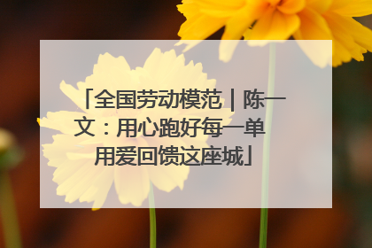 全国劳动模范｜陈一文：用心跑好每一单 用爱回馈这座城