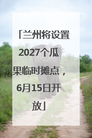 兰州将设置2027个瓜果临时摊点，6月15日开放