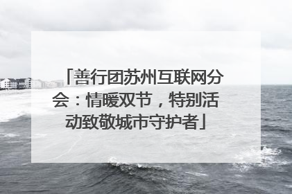 善行团苏州互联网分会：情暖双节，特别活动致敬城市守护者