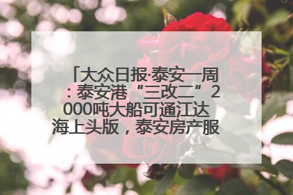 大众日报·泰安一周：泰安港“三改二”2000吨大船可通江达海上头版，泰安房产服务改革经验全省推广