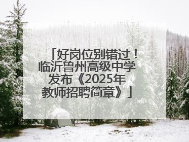 好岗位别错过！临沂鲁州高级中学发布《2025年教师招聘简章》