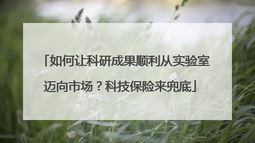 如何让科研成果顺利从实验室迈向市场？科技保险来兜底