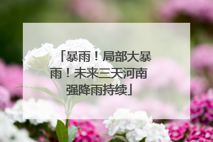暴雨！局部大暴雨！未来三天河南强降雨持续