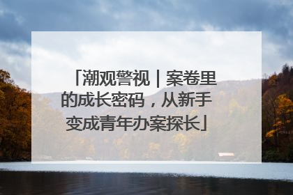 潮观警视｜案卷里的成长密码，从新手变成青年办案探长