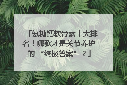 氨糖钙软骨素十大排名！哪款才是关节养护的 “终极答案”？