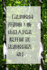 法润校园开讲啦！衡山县人民法院开展 送法进校园活动