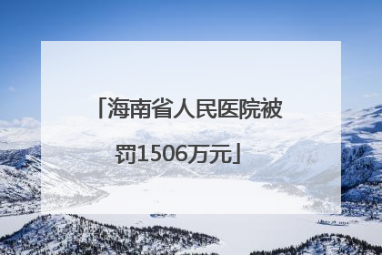 海南省人民医院被罚1506万元