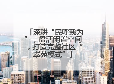 深耕“民呼我为”，盘活闲置空间，打造完整社区“翠苑模式”