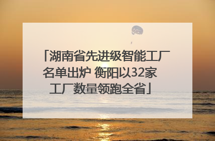 湖南省先进级智能工厂名单出炉 衡阳以32家工厂数量领跑全省