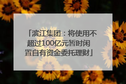 滨江集团：将使用不超过100亿元暂时闲置自有资金委托理财
