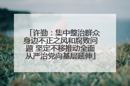 许勤：集中整治群众身边不正之风和腐败问题 坚定不移推动全面从严治党向基层延伸