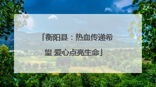 衡阳县：热血传递希望 爱心点亮生命