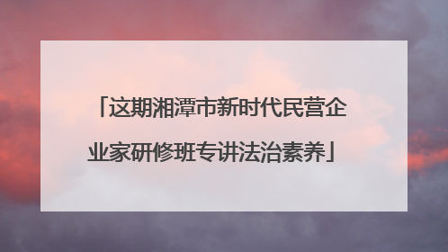 这期湘潭市新时代民营企业家研修班专讲法治素养