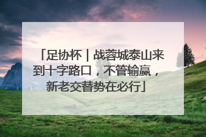 足协杯｜战蓉城泰山来到十字路口，不管输赢，新老交替势在必行