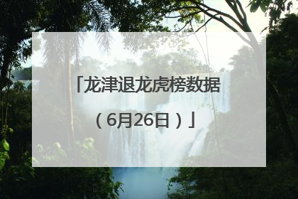 龙津退龙虎榜数据（6月26日）