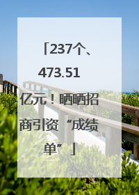 237个、473.51亿元！晒晒招商引资“成绩单”